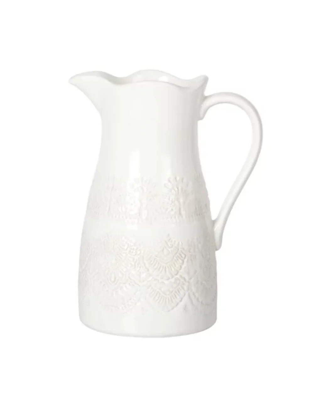 The Pioneer Woman Home White 9 Inch Vintage Lace 2 Qt Stoneware Ceramic Pitcher